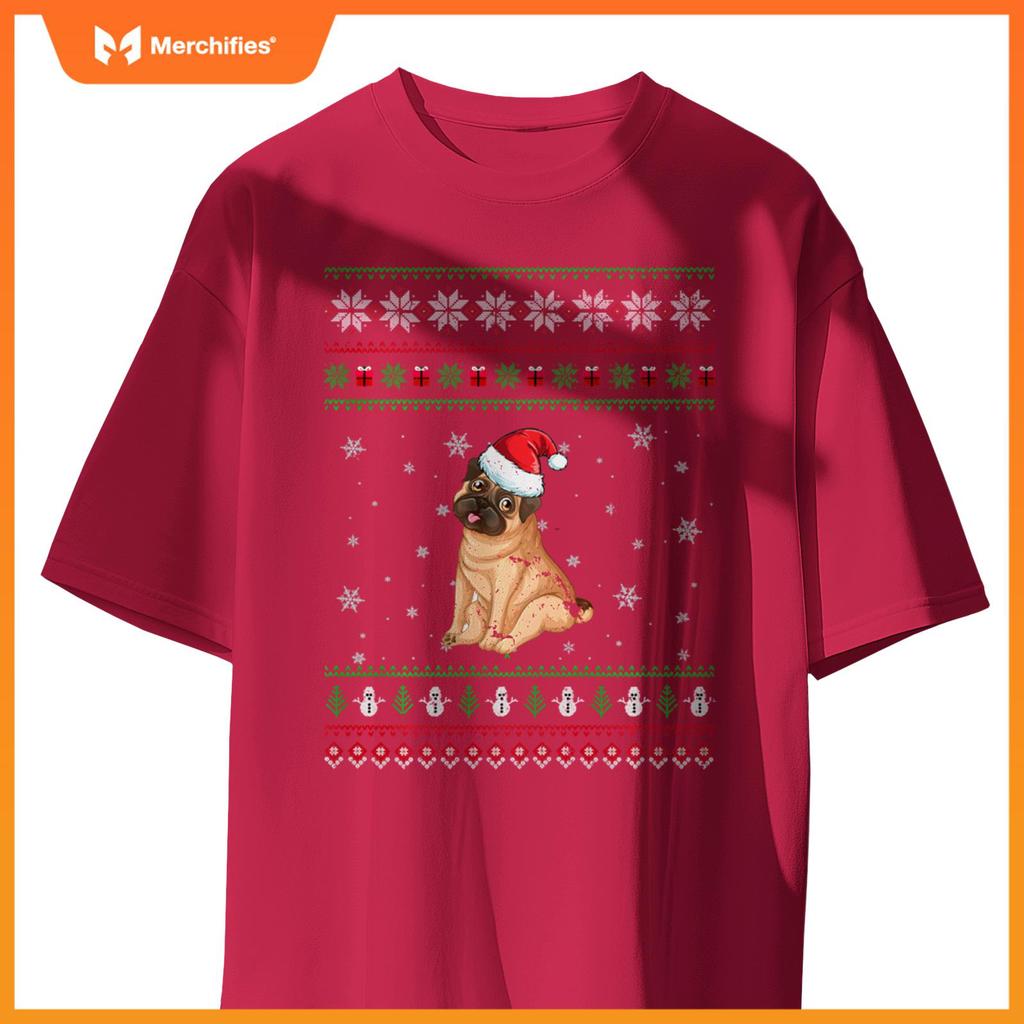 Funny Pug Dog lovers Cute Santa Ugly Christmas T-Shirt