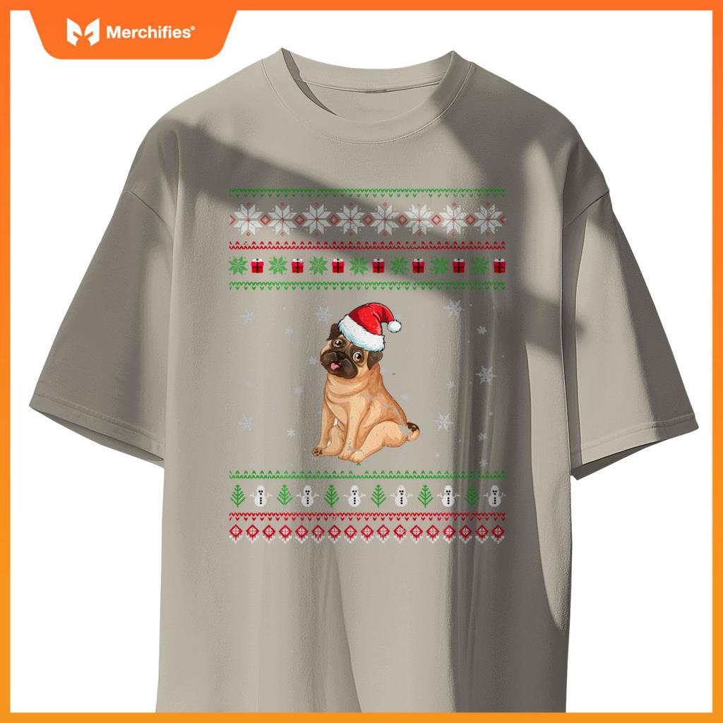 Funny Pug Dog lovers Cute Santa Ugly Christmas T-Shirt