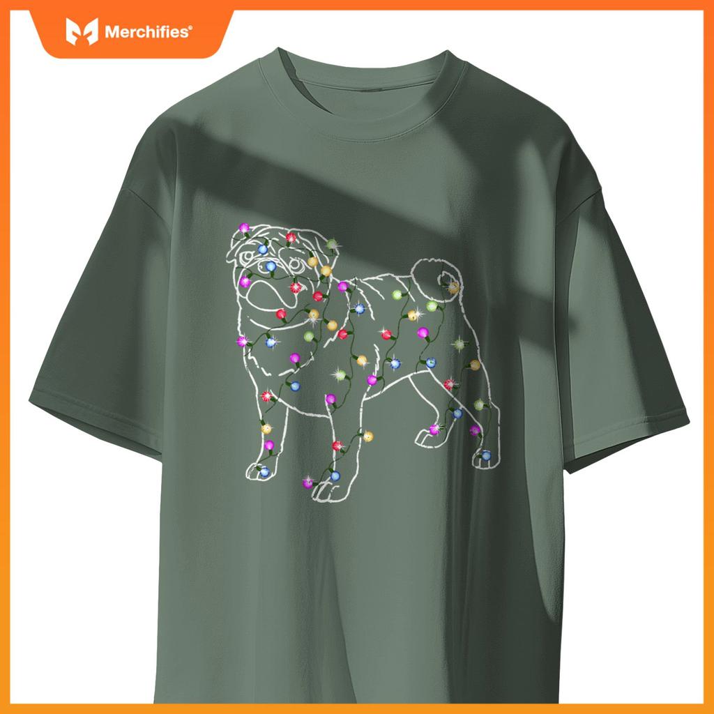 Funny Pug Light Christmas Dogs Pet Animal Dog Gifts T-Shirt