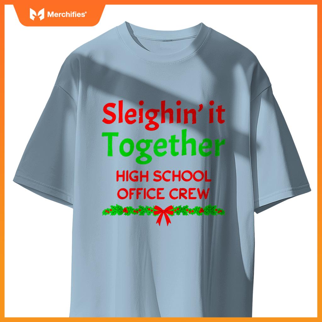 Funny Retro Christmas Teacher High School Office Crew Raglan