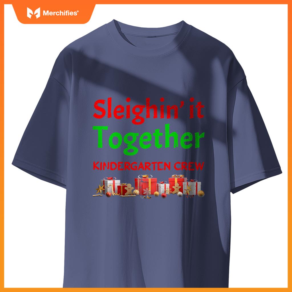Funny Retro Christmas Teacher Kindergarten Crew Primary PreK