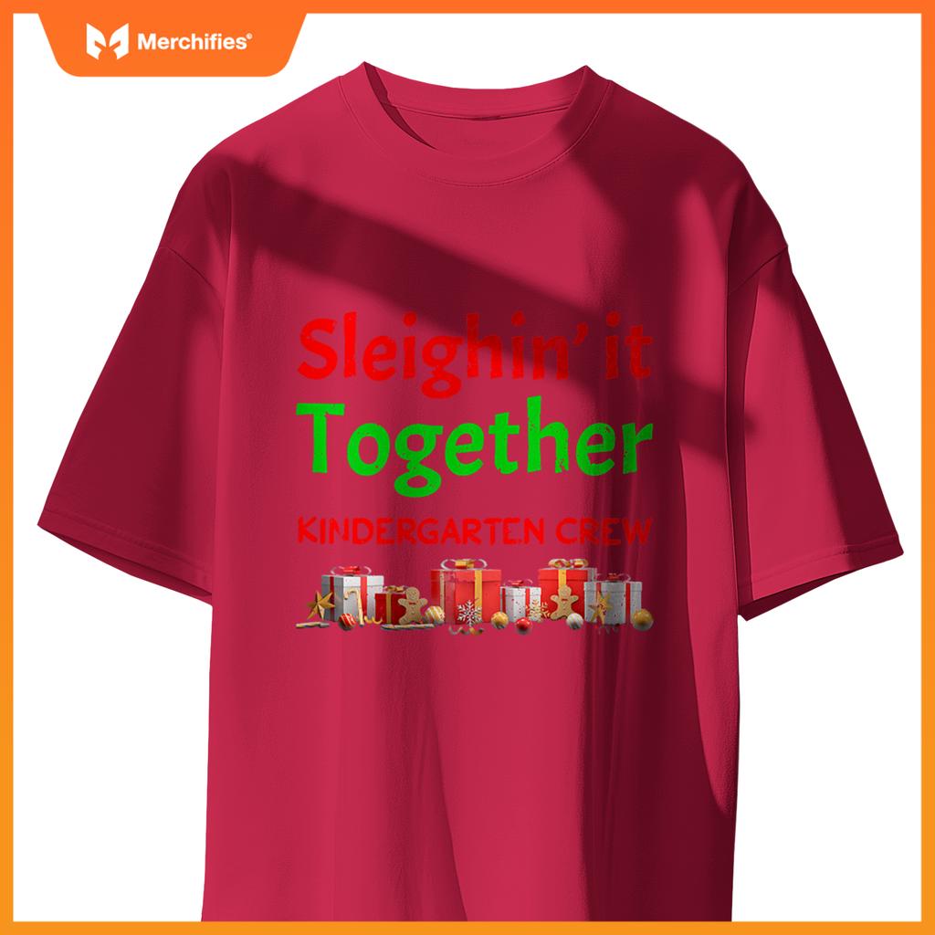 Funny Retro Christmas Teacher Kindergarten Crew Primary PreK