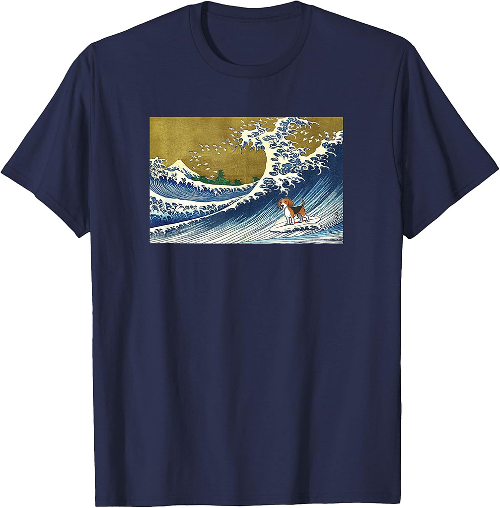Funny Retro Vintage Surfing A Wave Beagle Dog Lover T-Shirt