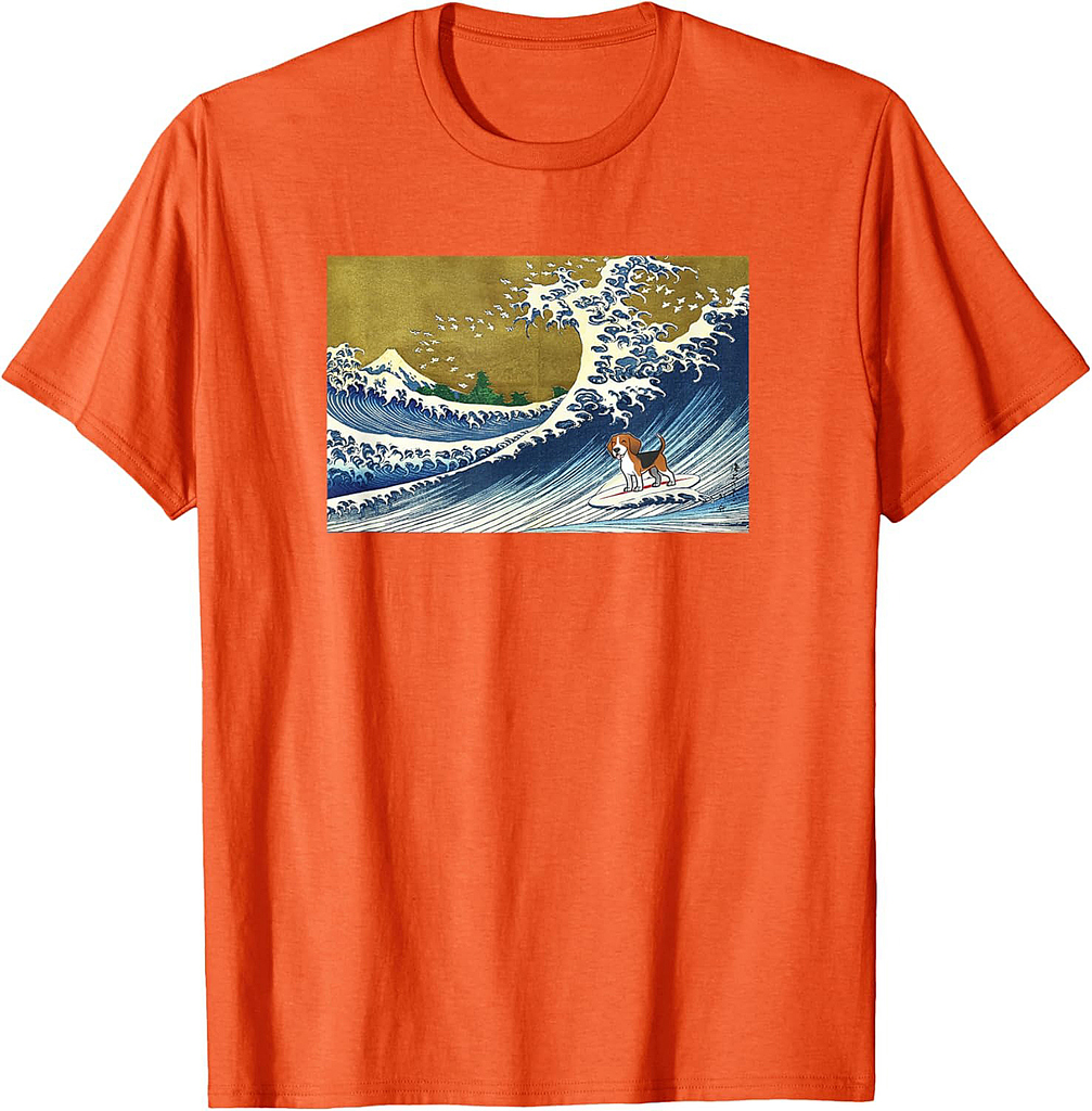 Funny Retro Vintage Surfing A Wave Beagle Dog Lover T-Shirt