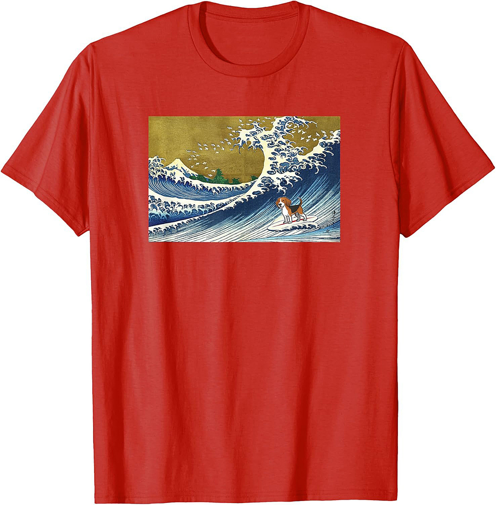 Funny Retro Vintage Surfing A Wave Beagle Dog Lover T-Shirt