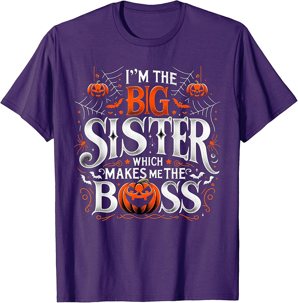 Funny Sibling Baby Shower Im the Big Sister Boss Halloween T-Shirt