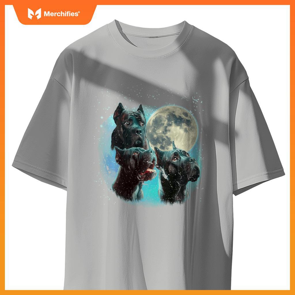 Funny Three Dog Moon Brindle Cane Corso Cropped, Weird Meme T-Shirt