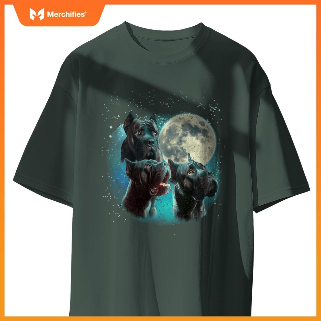 Funny Three Dog Moon Brindle Cane Corso Cropped, Weird Meme T-Shirt
