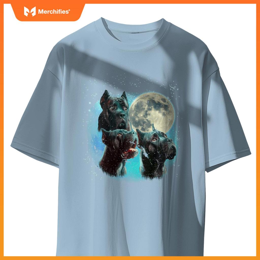 Funny Three Dog Moon Brindle Cane Corso Cropped, Weird Meme T-Shirt