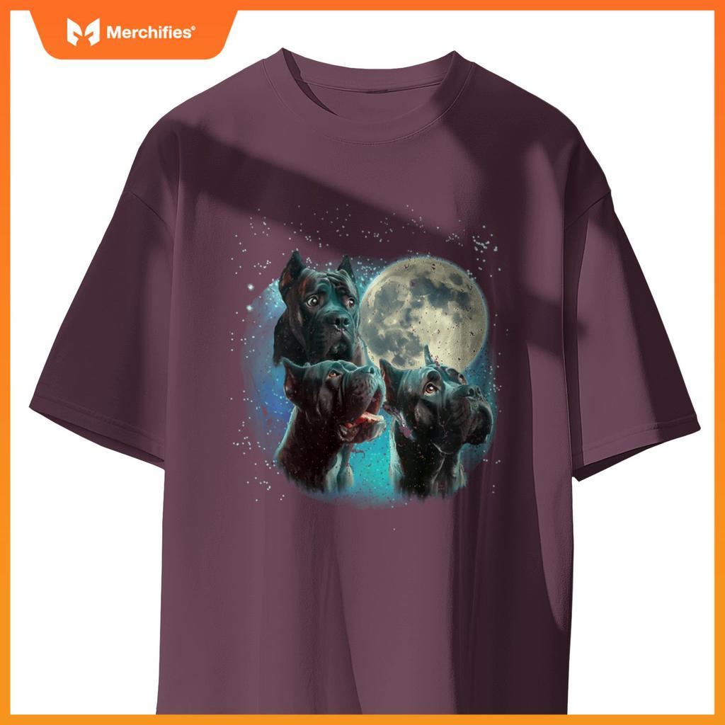 Funny Three Dog Moon Brindle Cane Corso Cropped, Weird Meme T-Shirt