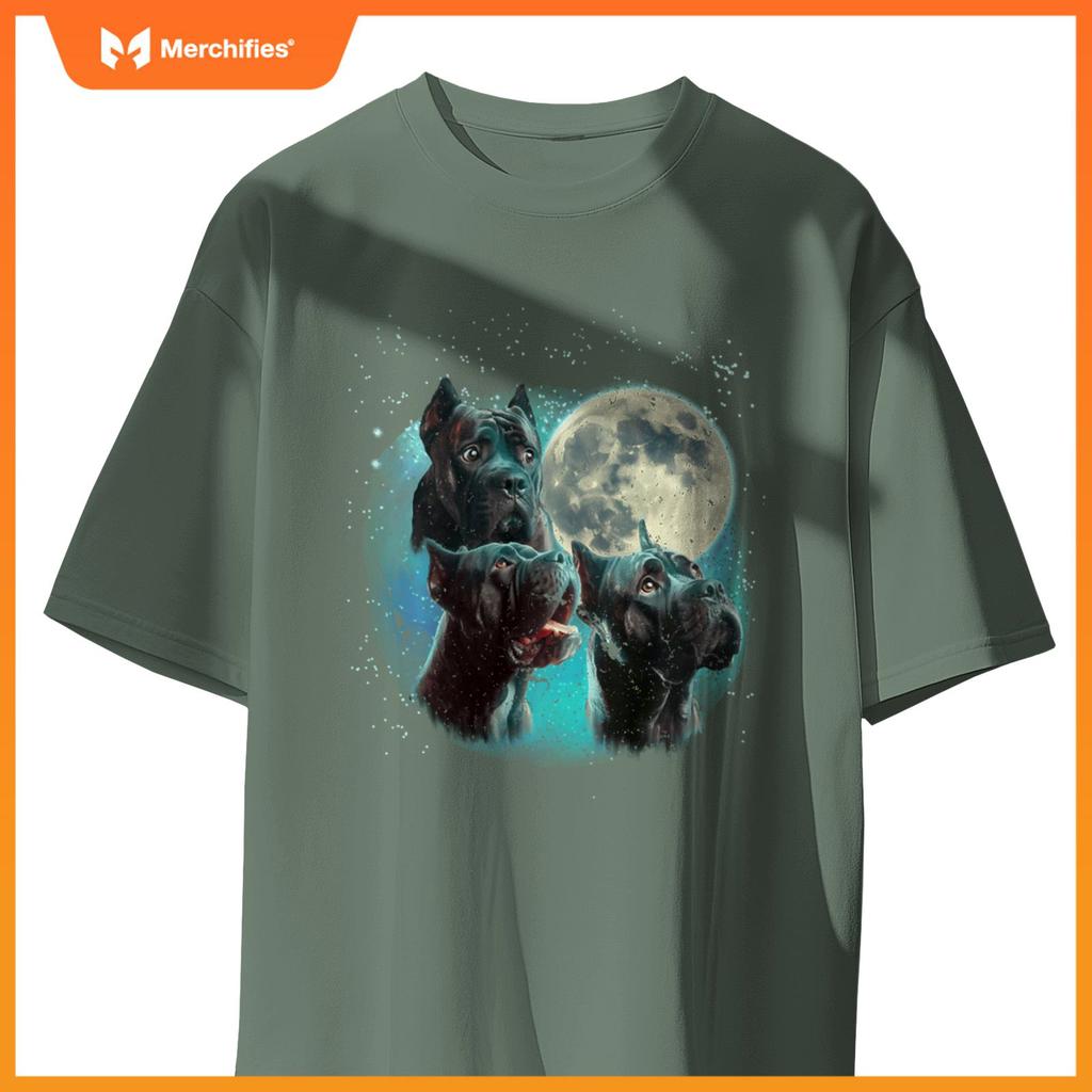 Funny Three Dog Moon Brindle Cane Corso Cropped, Weird Meme T-Shirt