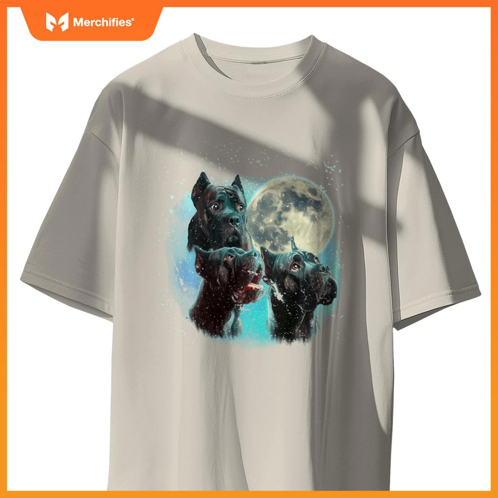 Funny Three Dog Moon Brindle Cane Corso Cropped, Weird Meme T-Shirt