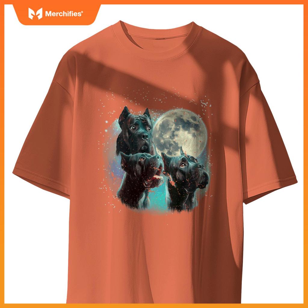 Funny Three Dog Moon Brindle Cane Corso Cropped, Weird Meme T-Shirt