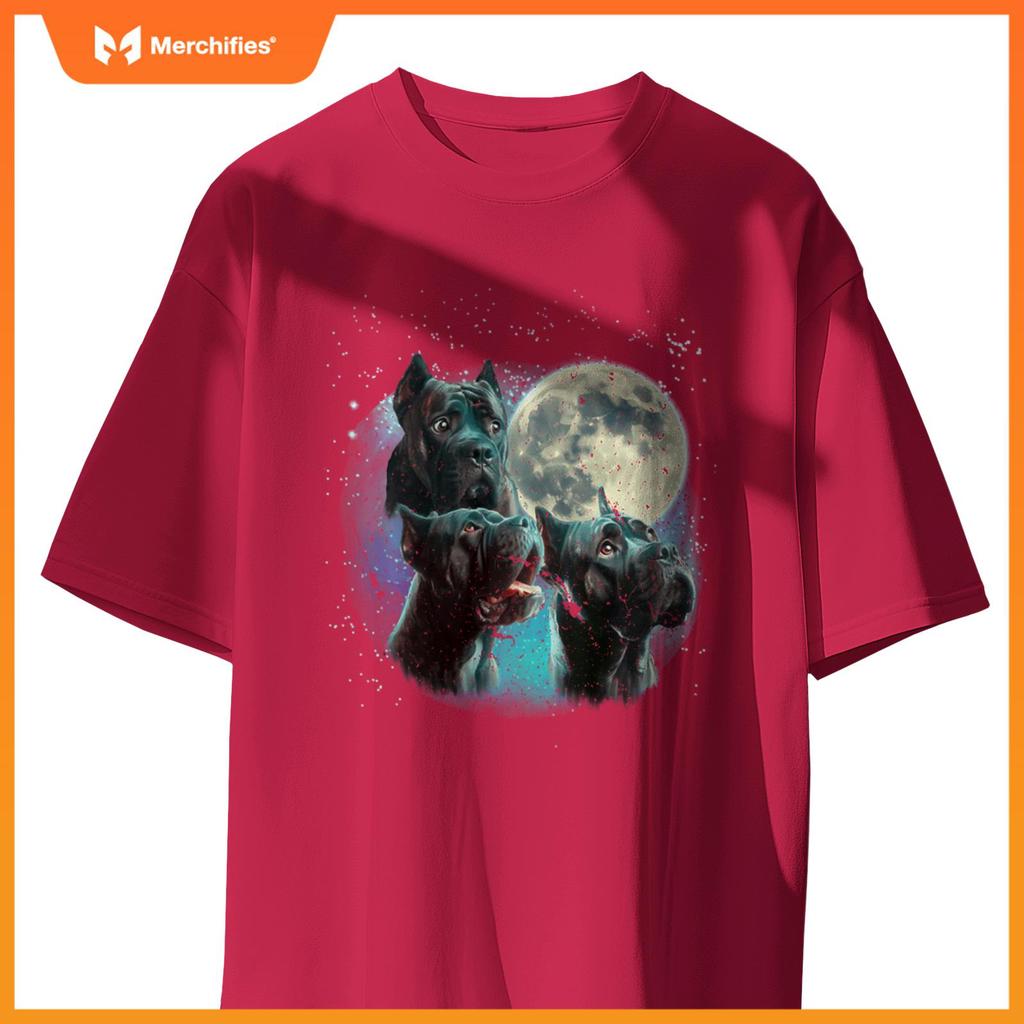 Funny Three Dog Moon Brindle Cane Corso Cropped, Weird Meme T-Shirt