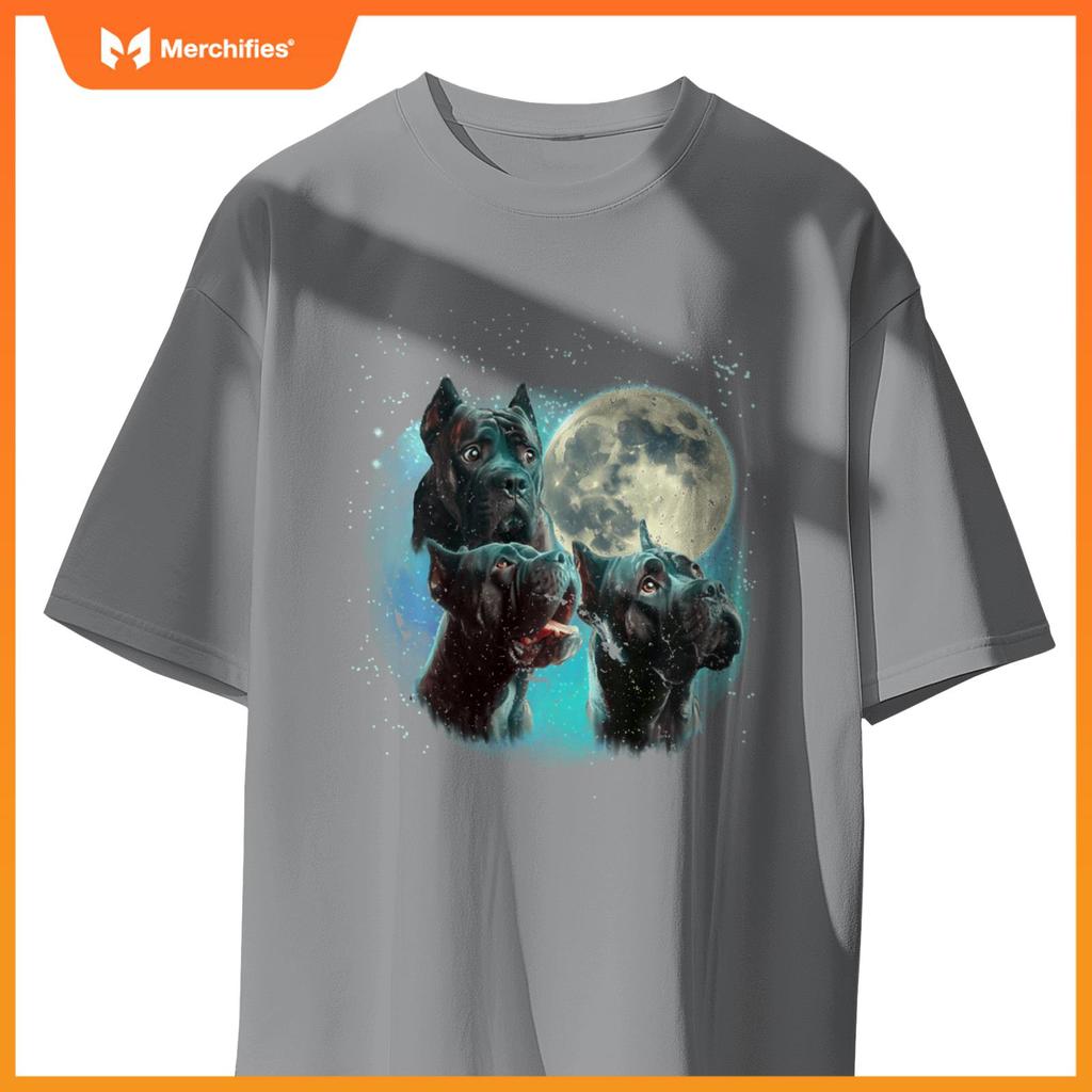 Funny Three Dog Moon Brindle Cane Corso Cropped, Weird Meme T-Shirt