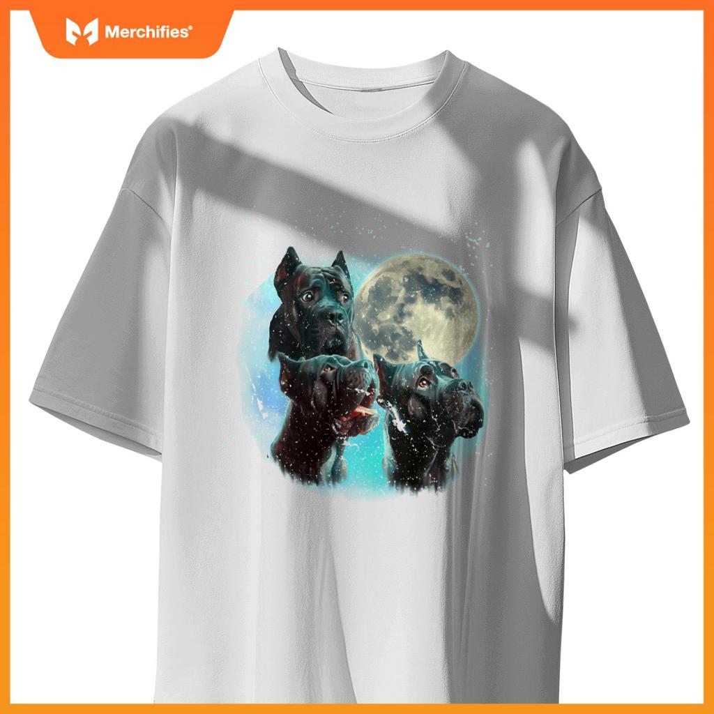 Funny Three Dog Moon Brindle Cane Corso Cropped, Weird Meme T-Shirt