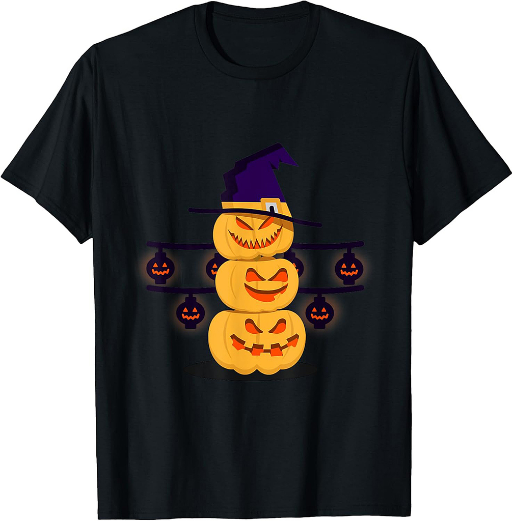 Funny and Scary Halloween Pumpkins Snowman Gift T-Shirt