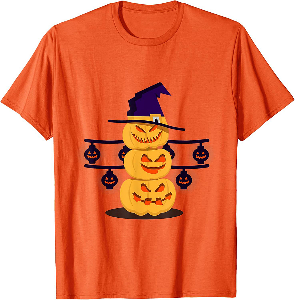 Funny and Scary Halloween Pumpkins Snowman Gift T-Shirt