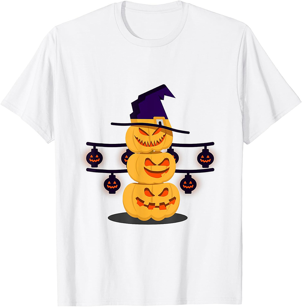 Funny and Scary Halloween Pumpkins Snowman Gift T-Shirt