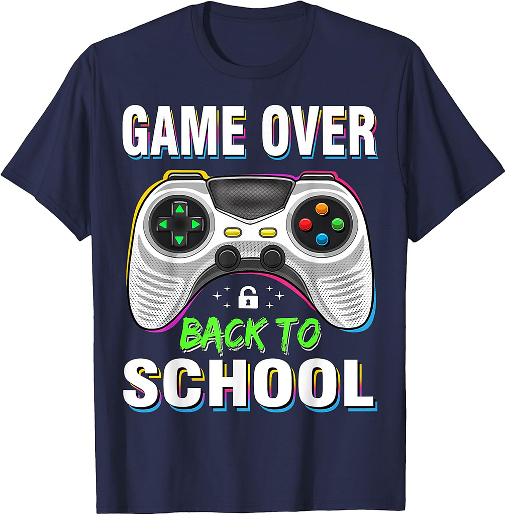 Game Over Back To School Shirt Funny Kids First Day School T-Shirt