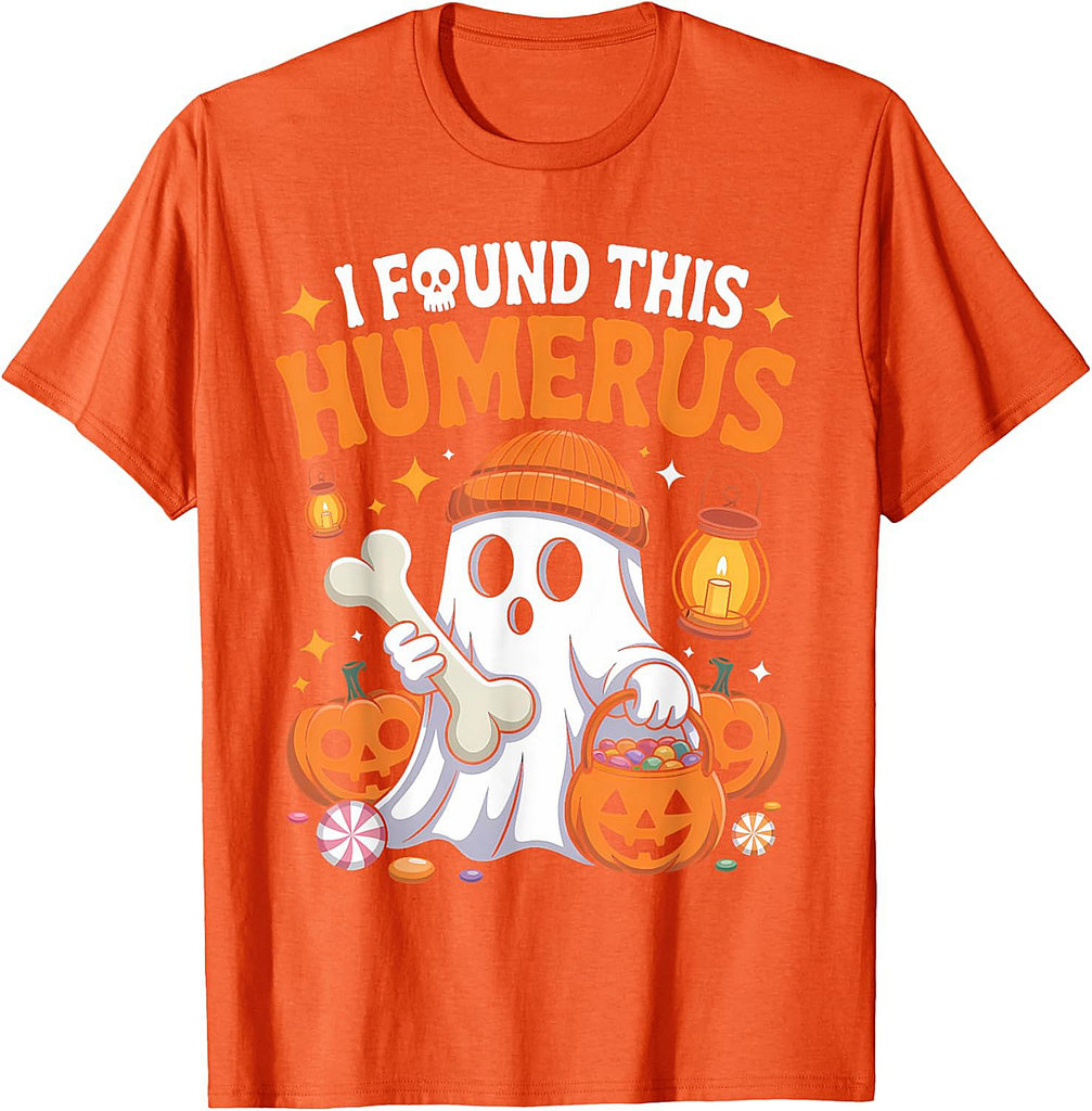 Ghost I Found This Humerus Funny Halloween Skeleton Women T-Shirt