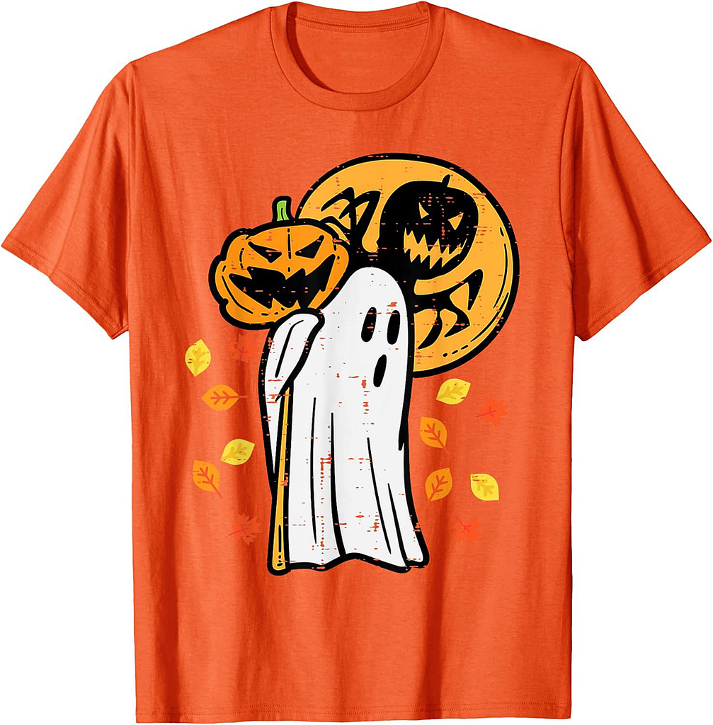 Ghost Pumpkin Moon Fall Halloween Costume Men Women Kids T-Shirt