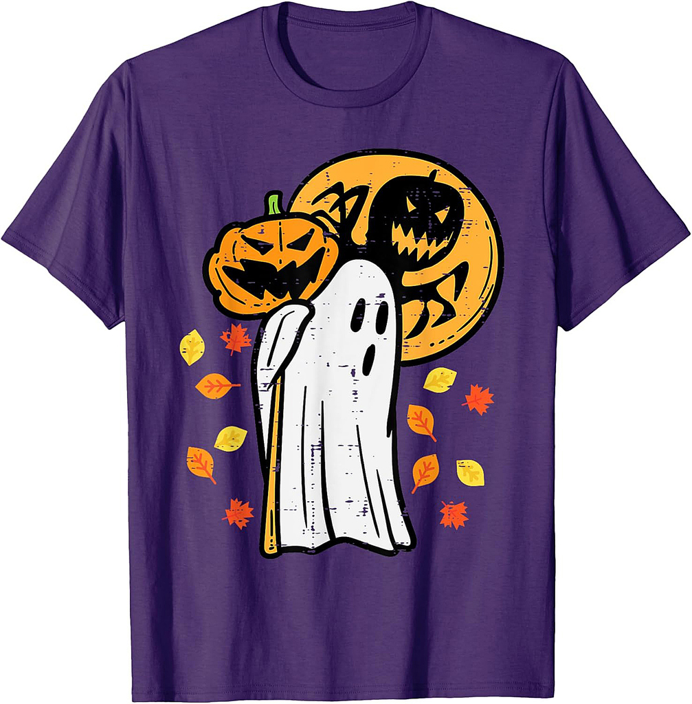 Ghost Pumpkin Moon Fall Halloween Costume Men Women Kids T-Shirt