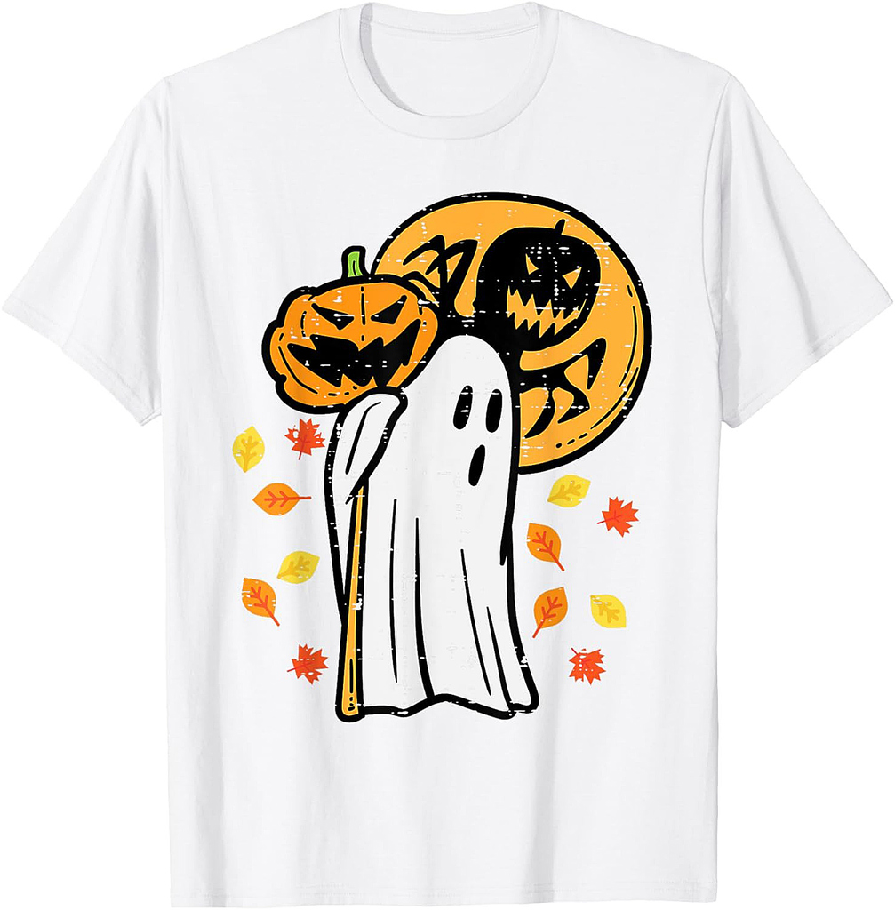 Ghost Pumpkin Moon Fall Halloween Costume Men Women Kids T-Shirt