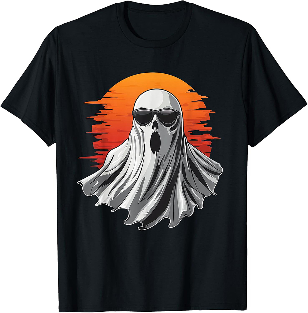 Ghost wearing Sunglasses Funny Halloween Graphic Costume T-Shirt
