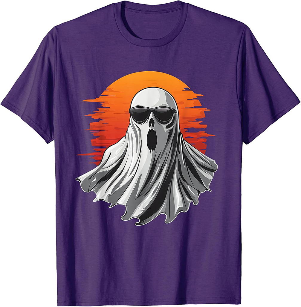 Ghost wearing Sunglasses Funny Halloween Graphic Costume T-Shirt