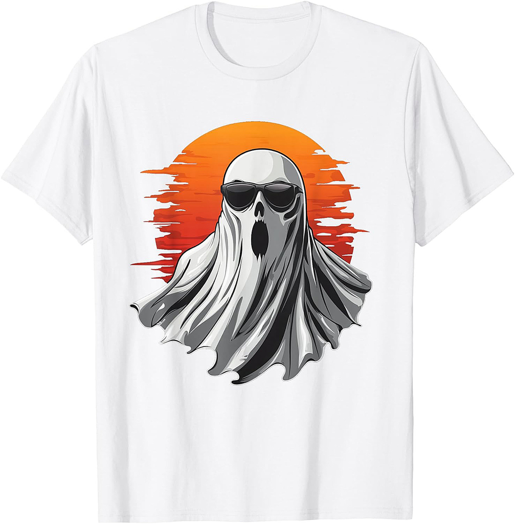 Ghost wearing Sunglasses Funny Halloween Graphic Costume T-Shirt
