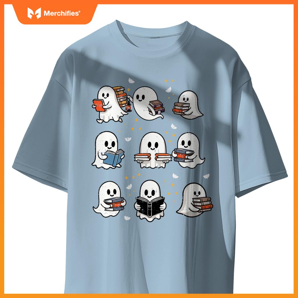 Ghosts With Books Library Halloween Men Women Kids Teacher