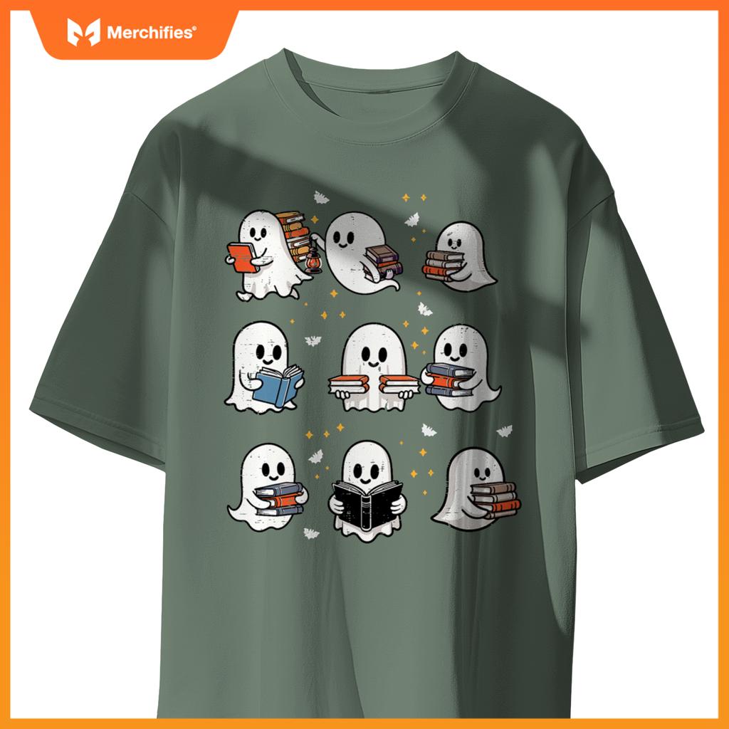 Ghosts With Books Library Halloween Men Women Kids Teacher