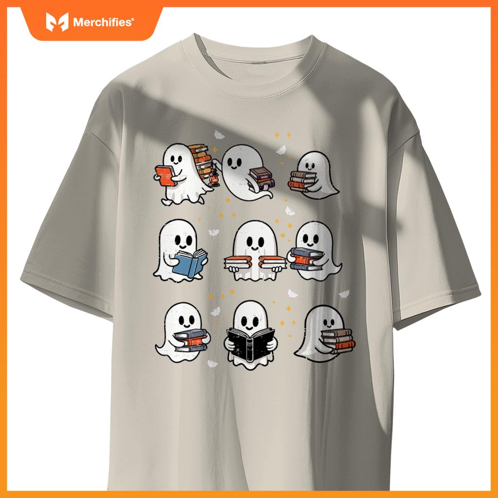 Ghosts With Books Library Halloween Men Women Kids Teacher