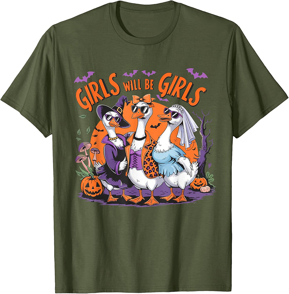 Girl Will be Girls Spooky Feminist Halloween Costume Women T-Shirt