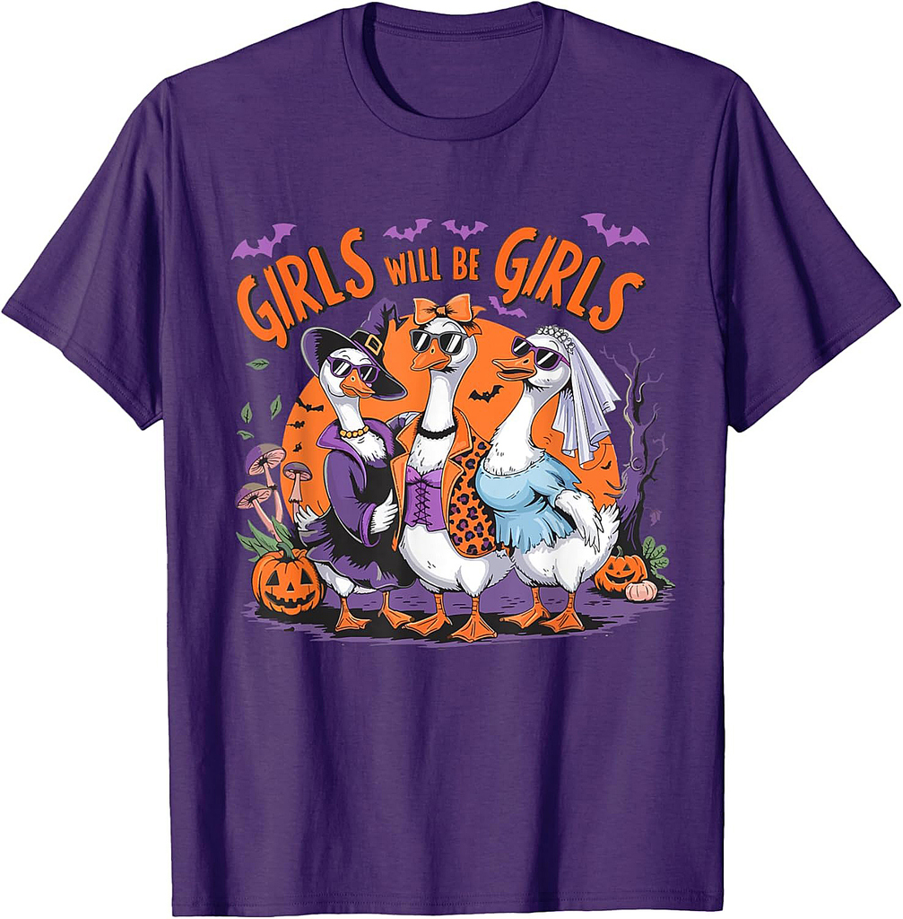 Girl Will be Girls Spooky Feminist Halloween Costume Women T-Shirt