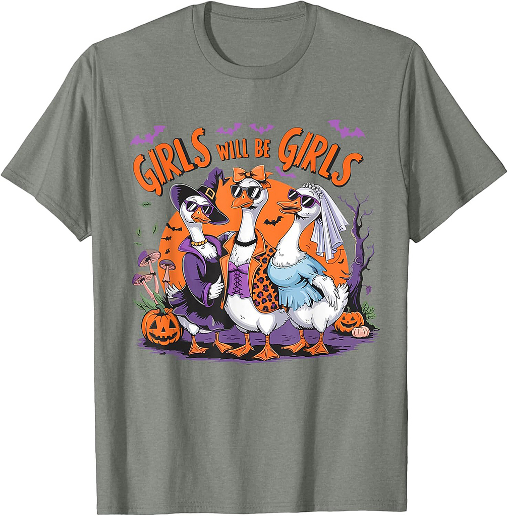 Girl Will be Girls Spooky Feminist Halloween Costume Women T-Shirt
