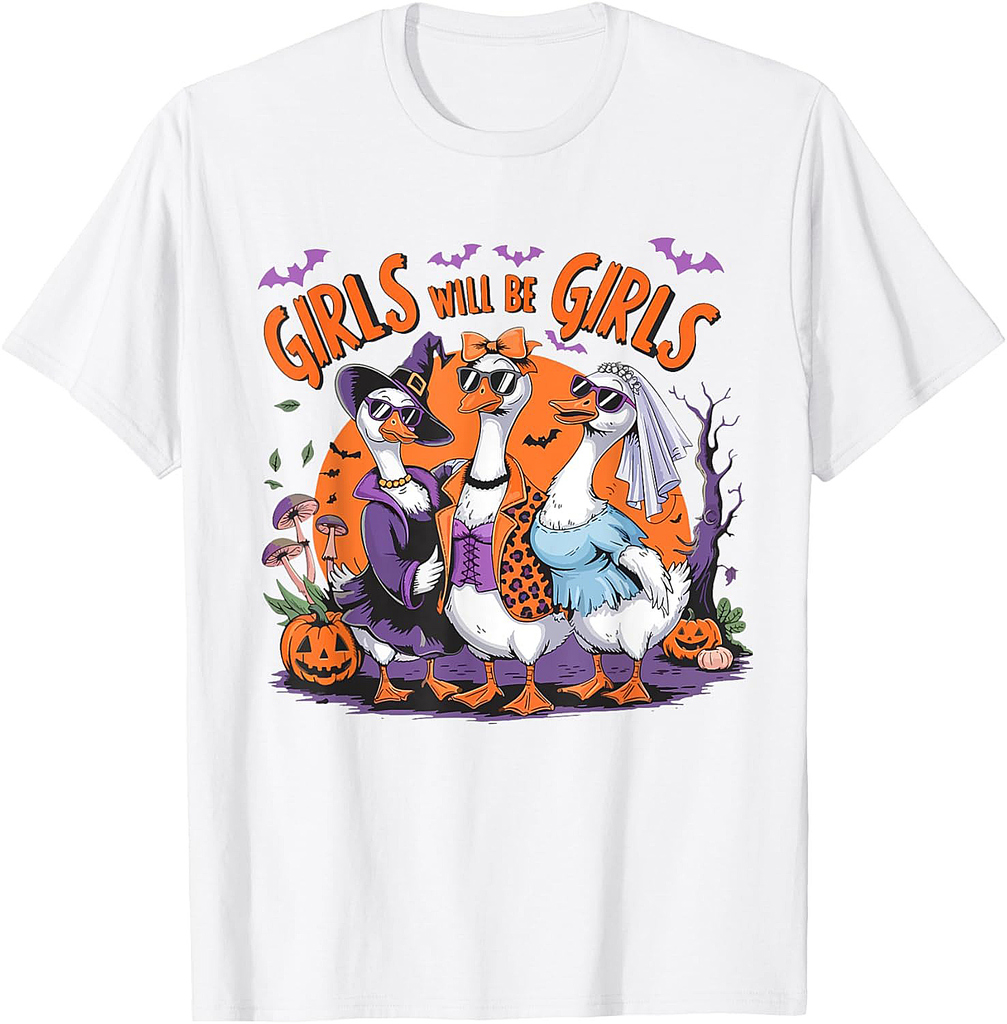 Girl Will be Girls Spooky Feminist Halloween Costume Women T-Shirt