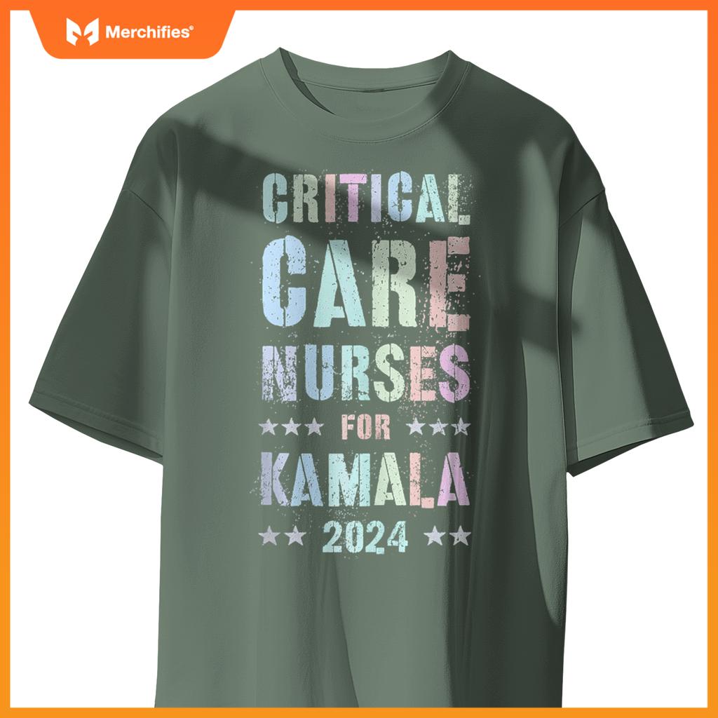 Girls CRITICAL CARE NURSES For KAMALA Harris Urgency T-Shirt