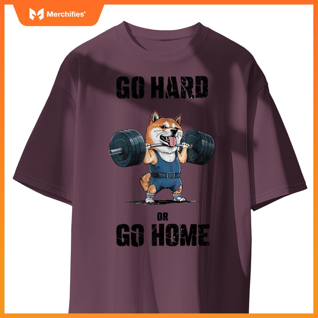 Go Hard Or Go Home Shiba Inu Weightlifting Fitness Gym T-Shirt
