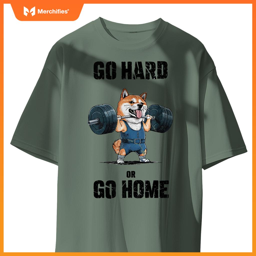 Go Hard Or Go Home Shiba Inu Weightlifting Fitness Gym T-Shirt