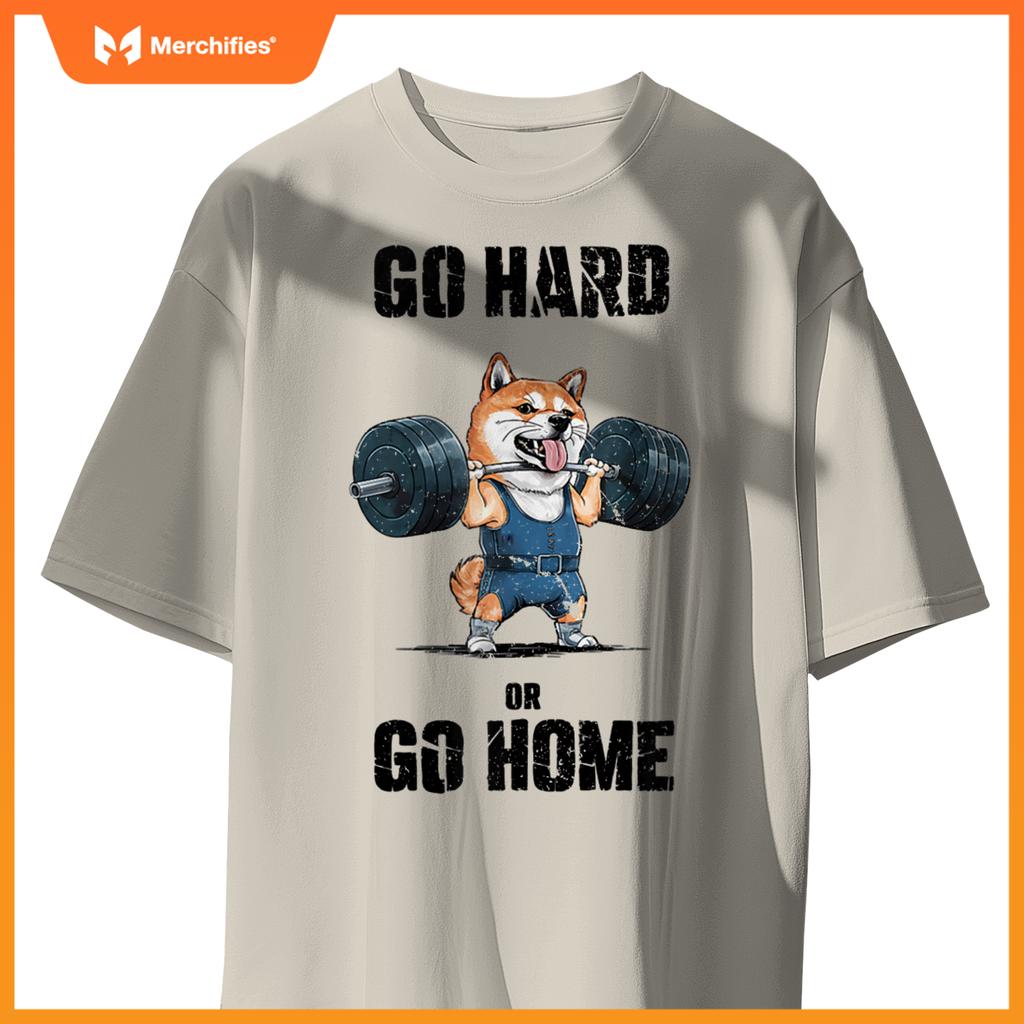 Go Hard Or Go Home Shiba Inu Weightlifting Fitness Gym T-Shirt