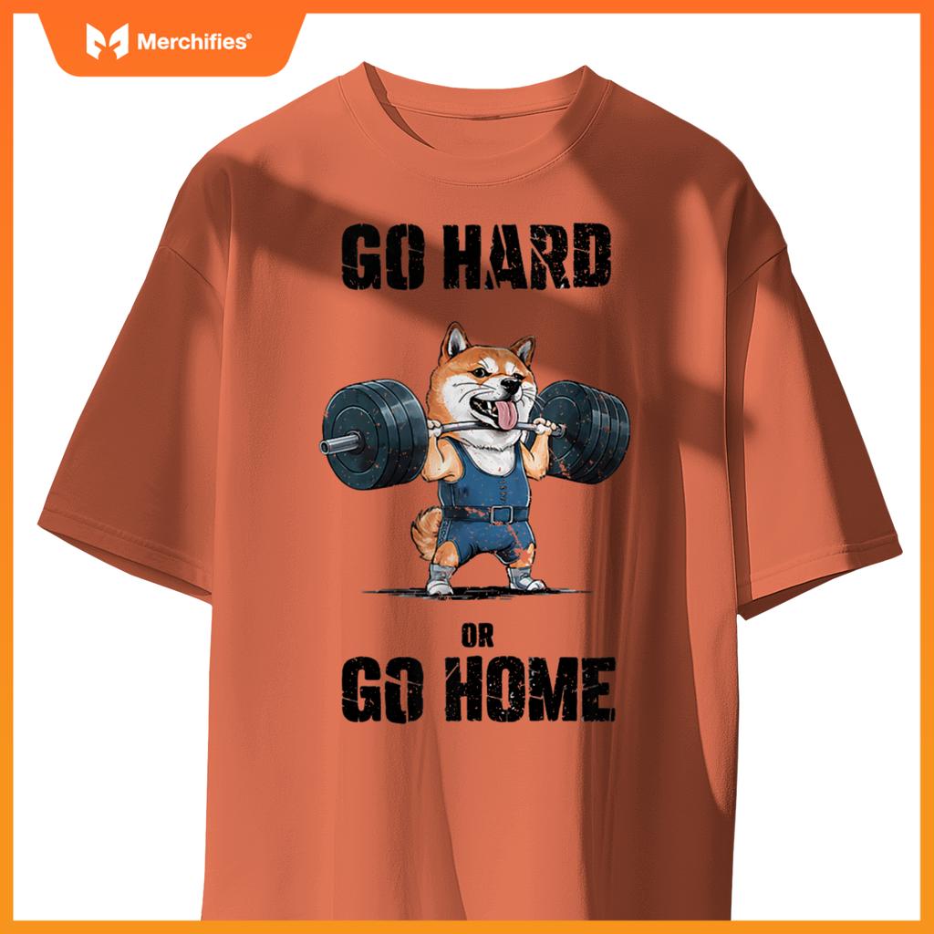 Go Hard Or Go Home Shiba Inu Weightlifting Fitness Gym T-Shirt