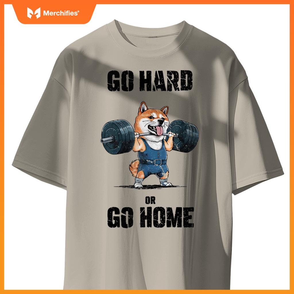 Go Hard Or Go Home Shiba Inu Weightlifting Fitness Gym T-Shirt