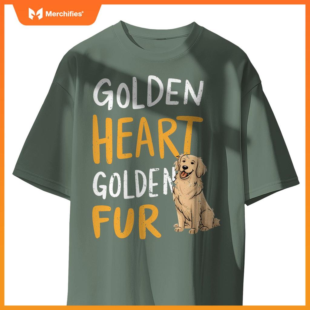 Golden Heart Golden Fur - For Golden Retriever Dog Mom Lover  T-Shirt