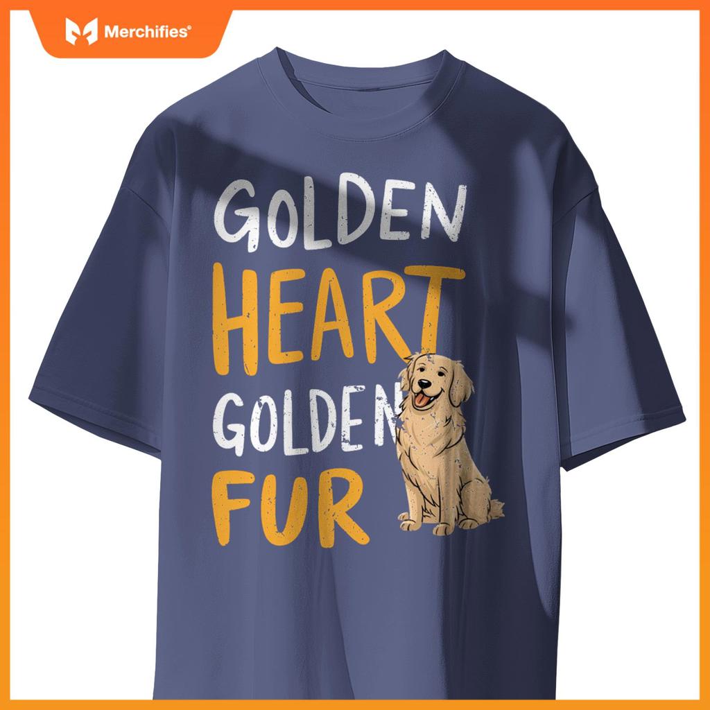 Golden Heart Golden Fur - For Golden Retriever Dog Mom Lover  T-Shirt