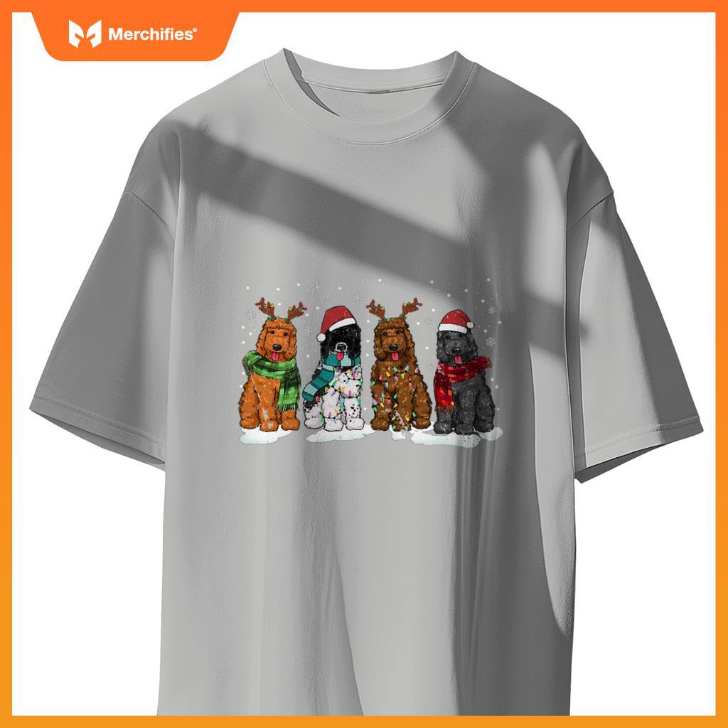Goldendoodle Dogs Christmas Lights Golden Doodle Dog Xmas PJ T-Shirt