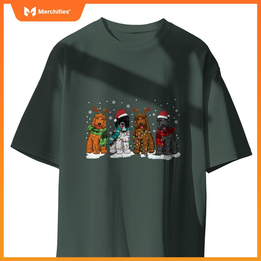 Goldendoodle Dogs Christmas Lights Golden Doodle Dog Xmas PJ T-Shirt
