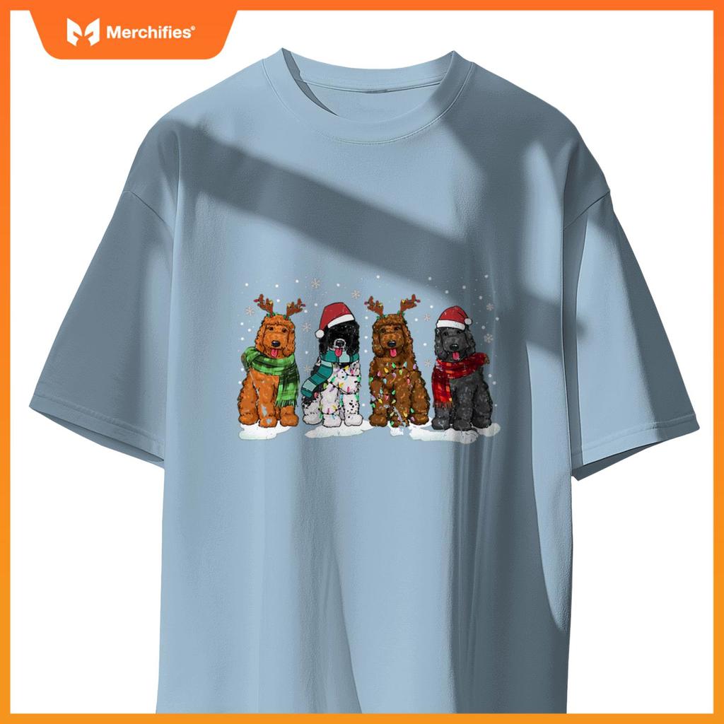Goldendoodle Dogs Christmas Lights Golden Doodle Dog Xmas PJ T-Shirt