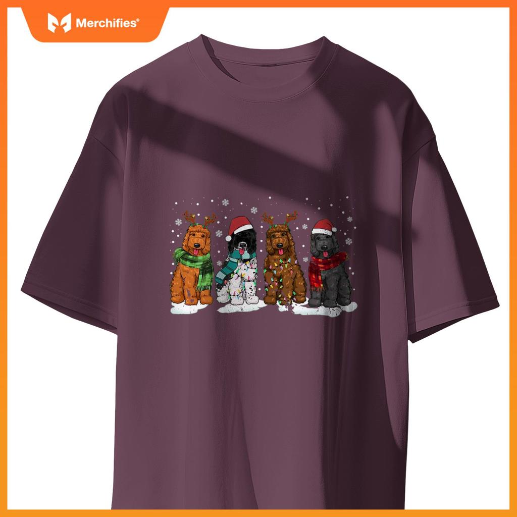Goldendoodle Dogs Christmas Lights Golden Doodle Dog Xmas PJ T-Shirt